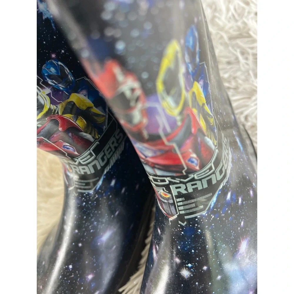 Power Rangers Toddler Rain Boots Galaxy Space Print Black Red Blue Size 2/3